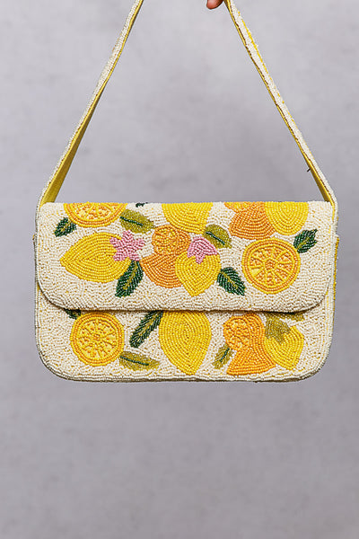 CITRUS BEADED BAG, IVORY MULTI
