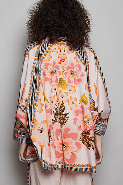 VINTAGE-INSPIRED FLORAL PRINT BUTTON DOWN, PINK MULTI