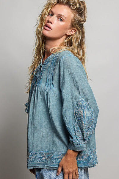 DENIM BLUE BLOUSE