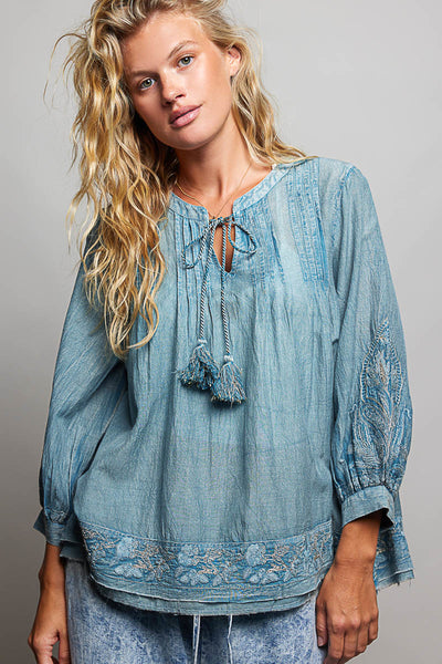 DENIM BLUE BLOUSE