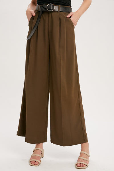WIDE LEG PANTS, OLIVE