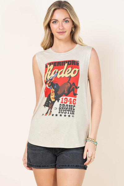 RED RODEO GRAPHIC TANK, CAMEL