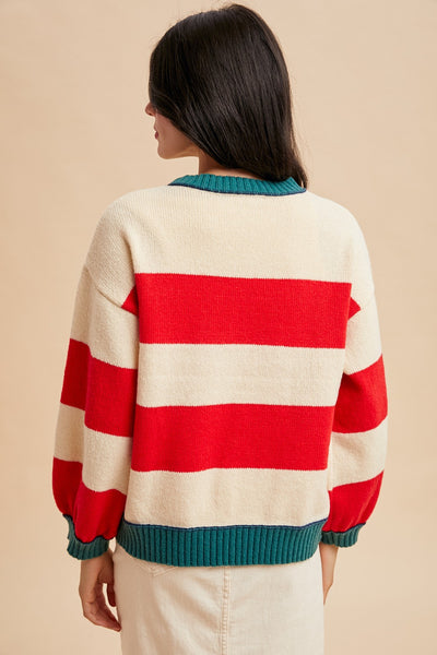 CHRISTMAS COLOR BLOCK STRIPE SWEATER