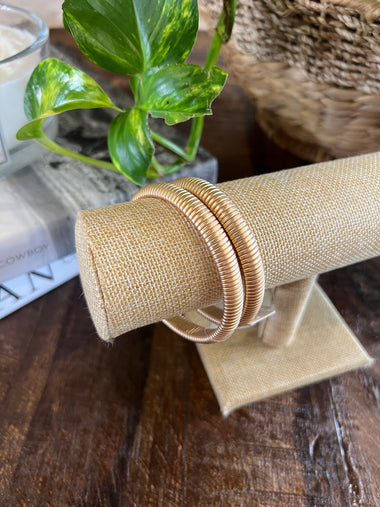 WATER RESISTANT RIBBED TEXTURED BRACELETS, MATTE GOLD