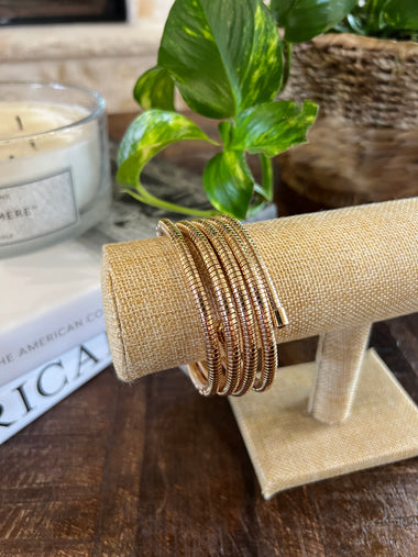 COIL MULTI STRAND WRAP BRACELET, GOLD