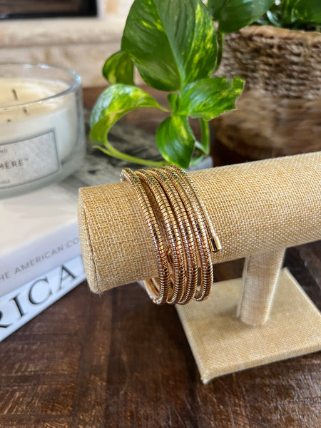 COIL MULTI STRAND WRAP BRACELET, GOLD