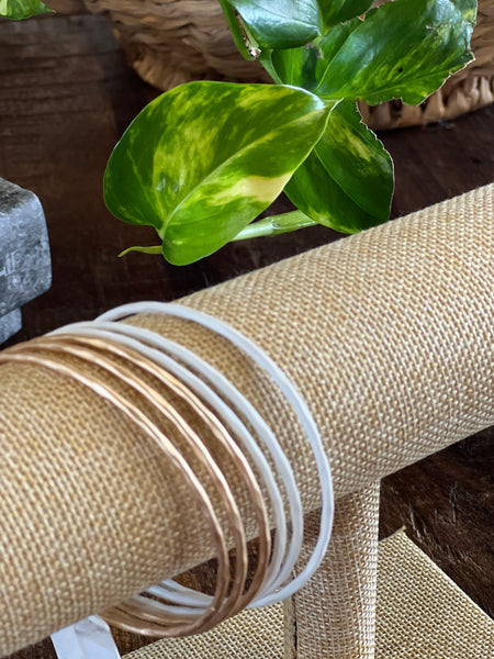 WHITE COLOR COATED & METAL BANGLES, S/3