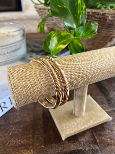 WATER RESISTANT RIBBED TEXTURED BRACELETS, GOLD