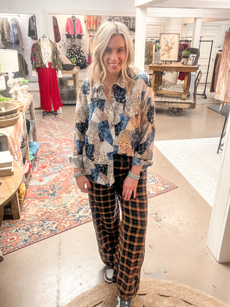 BRINK BUTTON DOWN, NAVY/TAUPE