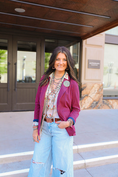 HOMERUN PLAID BLAZER