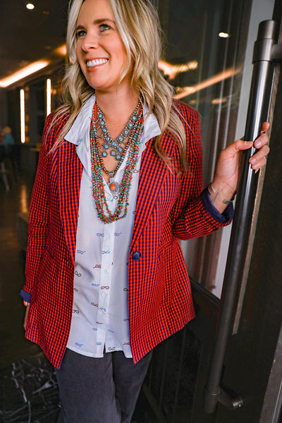 HOMERUN PLAID BLAZER