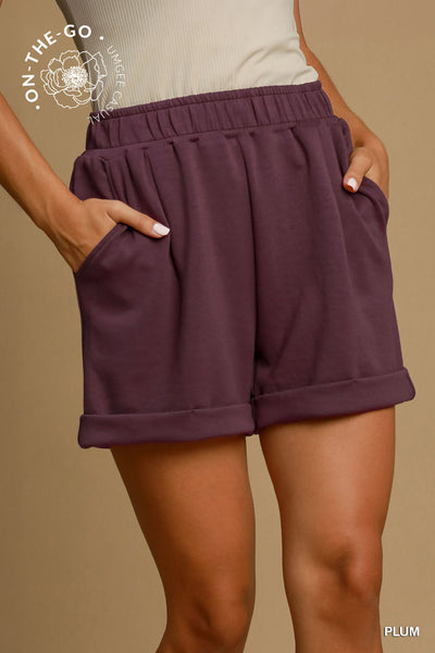 LUCY LUXEKNIT SHORTS, PLUM
