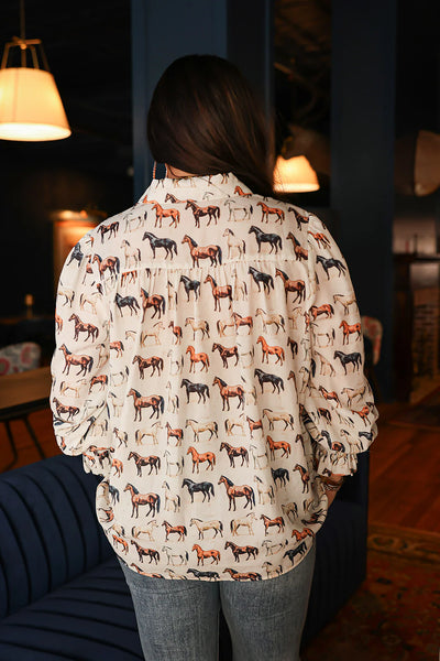 HORSE PRINT BLOUSE