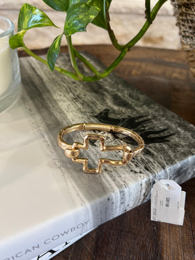 HINGED CROSS BRACELET, GOLD
