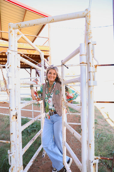 PAINTED PLAINS BUTTON DOWN, 3/4 SLEEVE