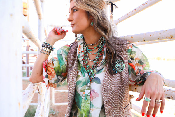 PAINTED PLAINS BUTTON DOWN, 3/4 SLEEVE