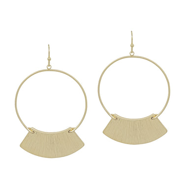 OPEN CIRCLE W/ FAN EARRING, GOLD