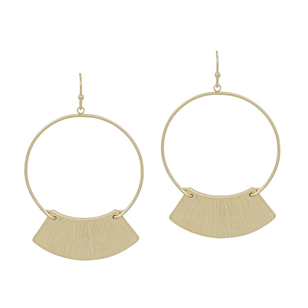 OPEN CIRCLE W/ FAN EARRING, GOLD