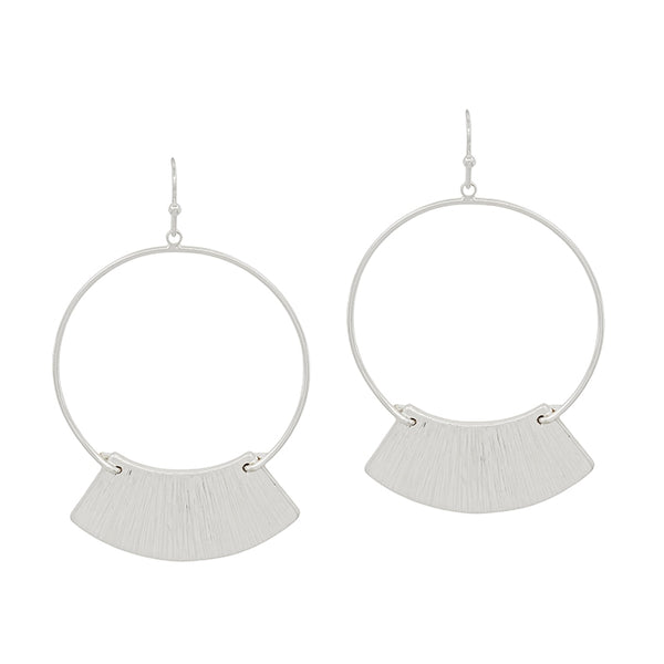 OPEN CIRCLE W/ FAN EARRING, SILVER