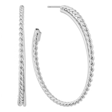 TWISTED HOOP EARRING, SILVER
