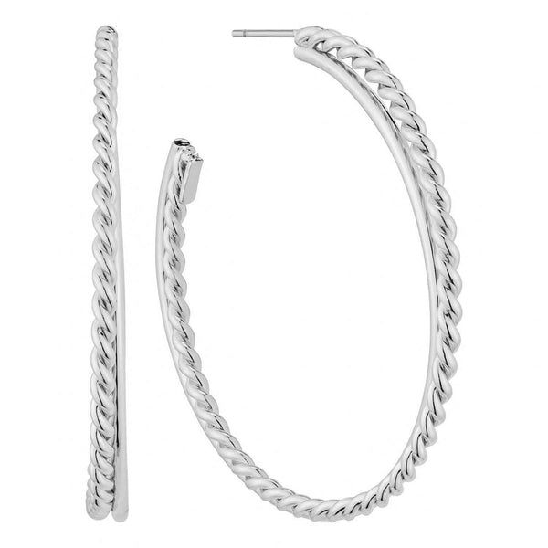 TWISTED HOOP EARRING, SILVER