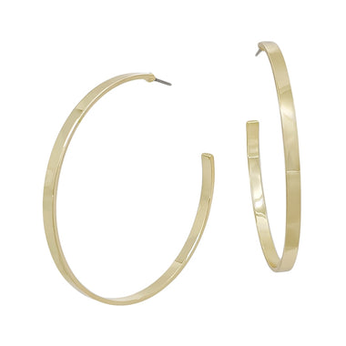 SATIN TEXTURED THING HOOP EARRING, GOLD