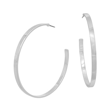 SATIN TEXTURED THING HOOP EARRING, SILVER