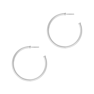 MATTE THIN HOOP EARRING, SILVER