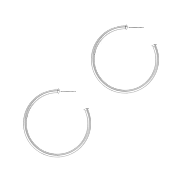 MATTE THIN HOOP EARRING, SILVER