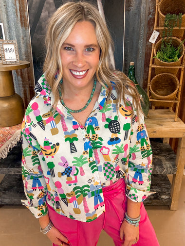 COLOR CARNIVAL BUTTON DOWN, CREAM