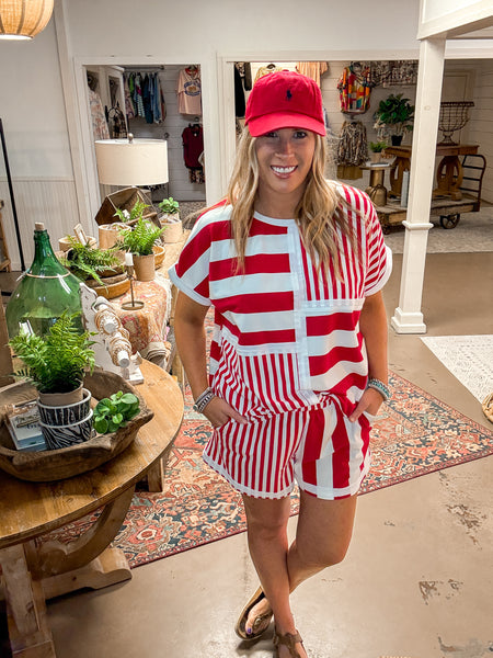 MERRITT MIXED STRIPE SET, RED