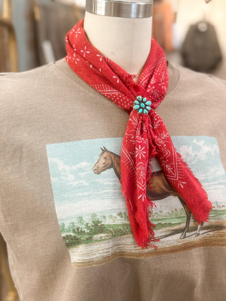CLASSIC PRINT BANDANA, POPPY RED