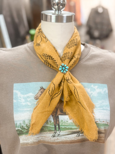 BOTANICAL PRINT BANDANA, DESERT GOLD