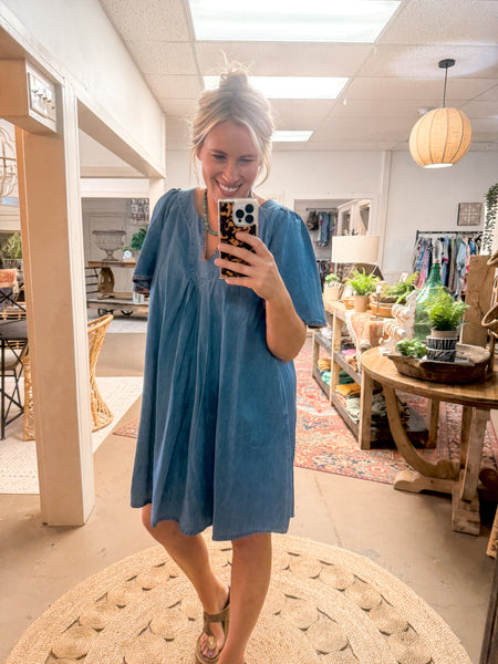 WASHED DENIM DRESS