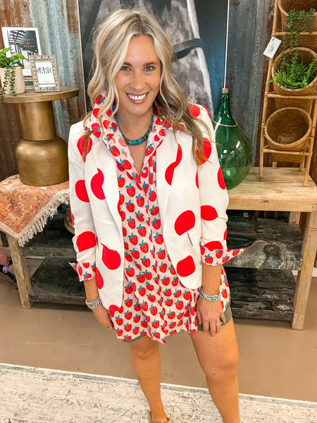 STRAWBERRY PRINT OVERSIZED SHIRT/DRESS