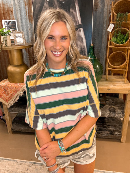 SHERBET STRIPE TEE, YELLOW MULTI