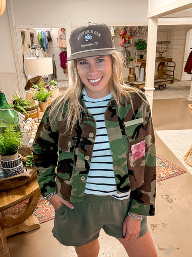 CAMO JACKET W/ FLORAL BACK