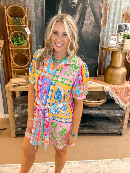 PATCHWORK PRINT DRESS