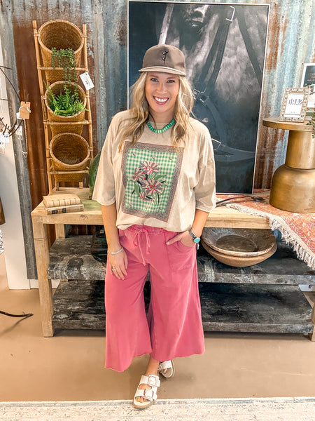 WASHED TERRY SWEATPANTS, BOHO RED