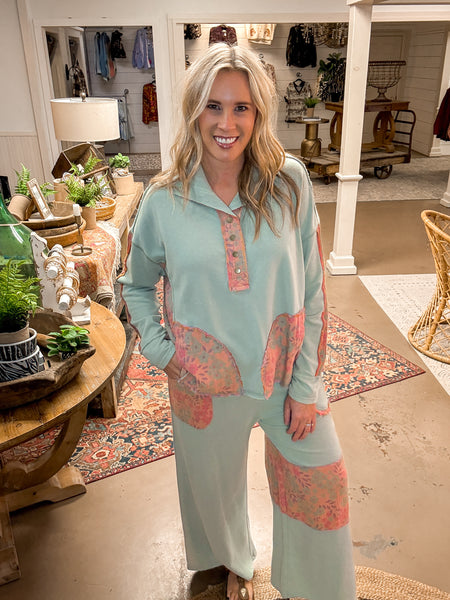 FLORETTE WASHED TERRY SET, SAGE