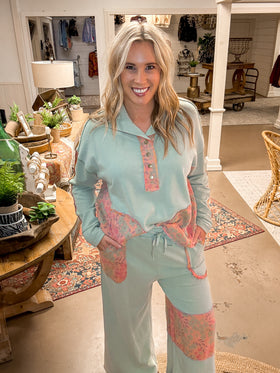 FLORETTE WASHED TERRY SET, SAGE