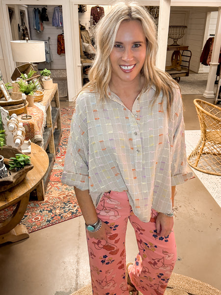 FLORAL STRETCH TWILL PANTS, CORAL PINK