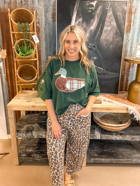 MADDIE MINERAL WASHED BARREL PANTS, LEOPARD