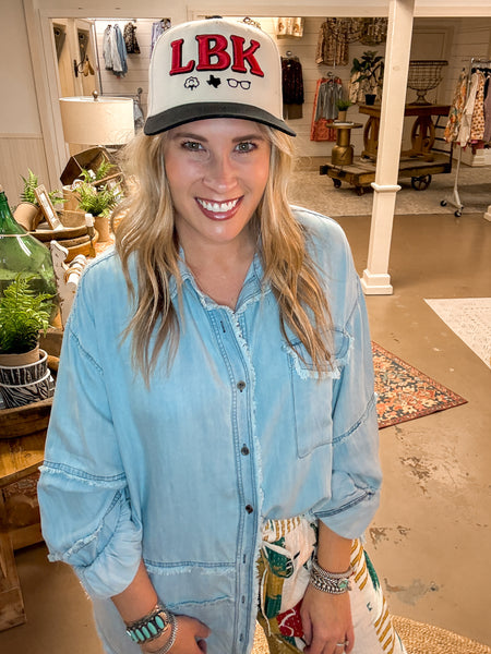 BUTTON DOWN CHAMBRAY TUNIC, LIGHT DENIM