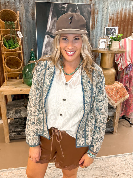 SCALLOPED BUTTON DOWN BLOUSE