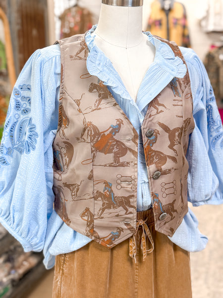 COTTON GAUZE BLOUSE W/ ARM DETAILS, COTTON BLUE