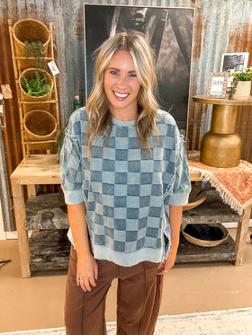 CHECKER DENIM TOP