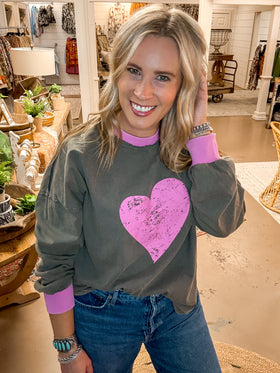 HEART EYES LONG SLEEVE TEE, ASH