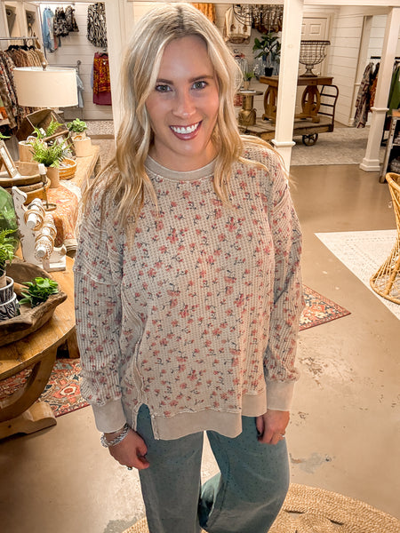 FANNY FLORAL PRINTED THERMAL, ALMOND