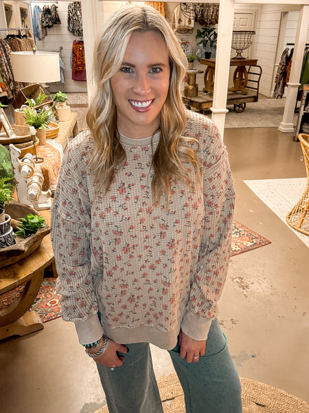 FANNY FLORAL PRINTED THERMAL, ALMOND